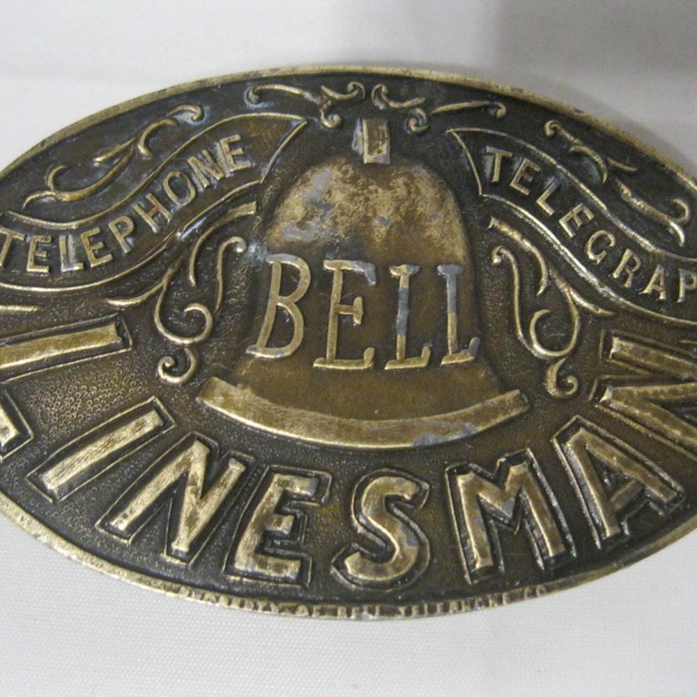 Bell Linesman Vintage Belt Buckle Indiana Metal